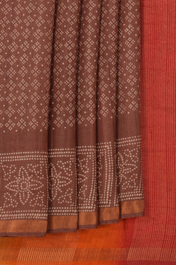 Image of Tussar Silk Brown Saree