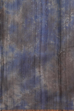 Image of Tussar Silk Navy Blue Saree