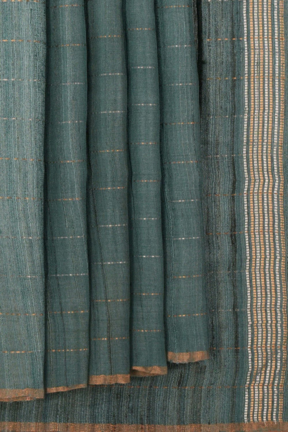 Tussar Silk Teal Green Saree