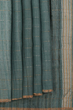 Image of Tussar Silk Teal Green Saree