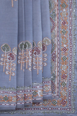 Image of Tussar Silk Grey Saree