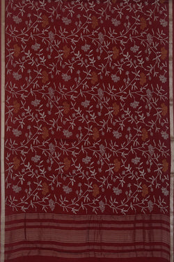 Image of Chiffon Embroidery Maroon Saree