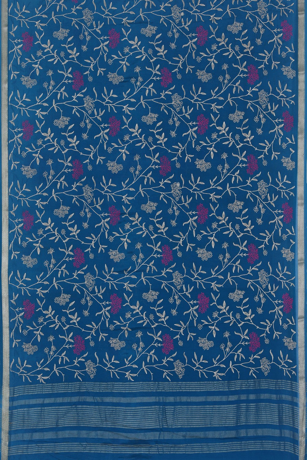 Image of Chiffon Embroidery Blue Saree