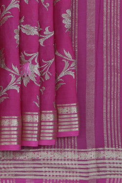 Image of Chiffon Embroidery Lotus Pink Saree