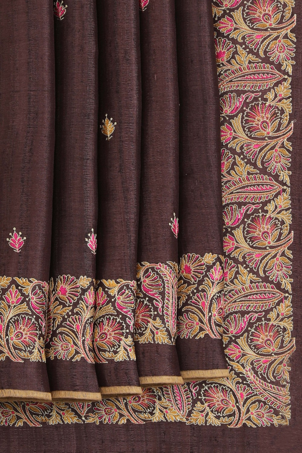 Tussar Silk Coffee Brown Saree