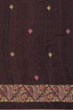 Image of Tussar Silk Coffee Brown Saree