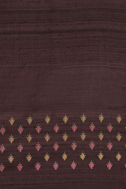 Image of Tussar Silk Coffee Brown Saree