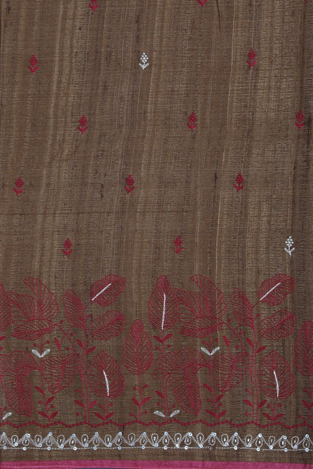 Image of Tussar Silk Brown Saree