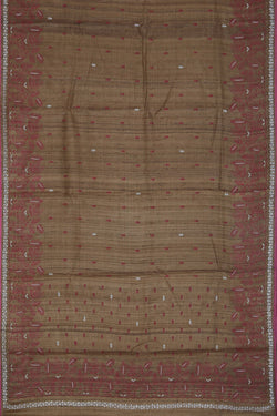 Image of Tussar Silk Brown Saree