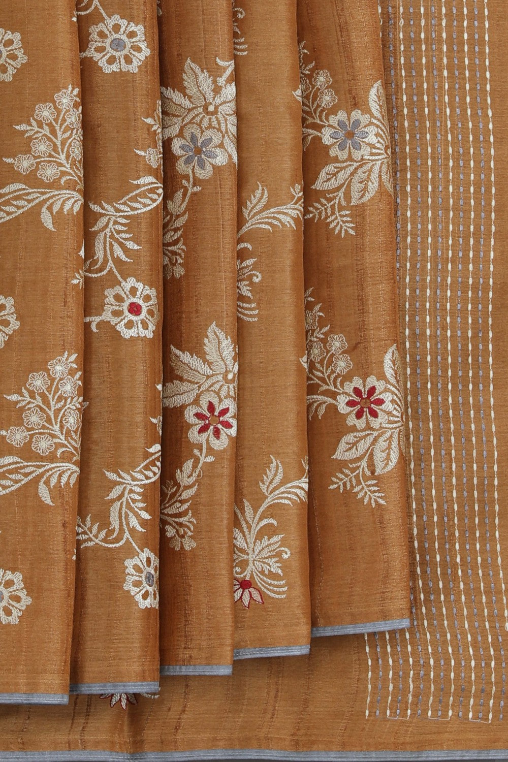 Tussar Silk Brown Saree