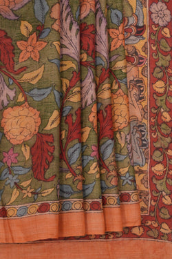 Image of Tussar Silk Kalamkari Saree