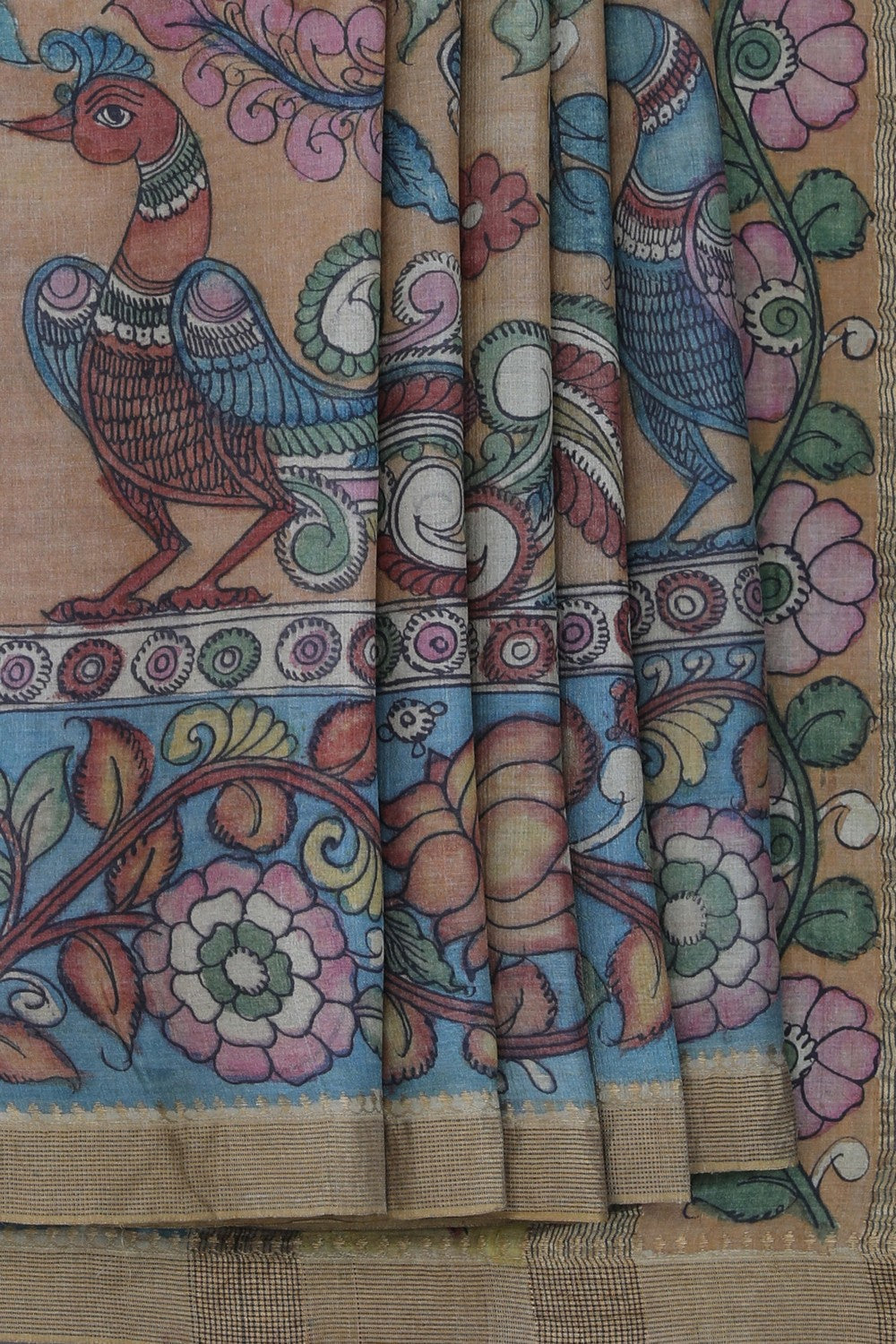 Kalamkari Hand-Painted Saree