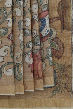 Image of Kalamkari Hand-Painted Saree