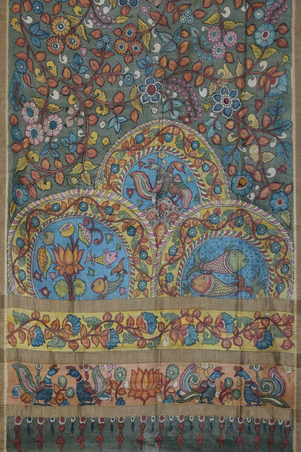 Kalamkari Hand-Painted Saree