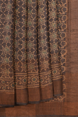 Image of Tussar Silk Grey Saree