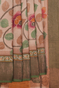 Image of Tussar Silk Embroidery Saree