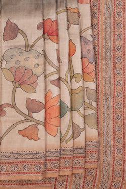 Image of Tussar Silk Embroidery Saree