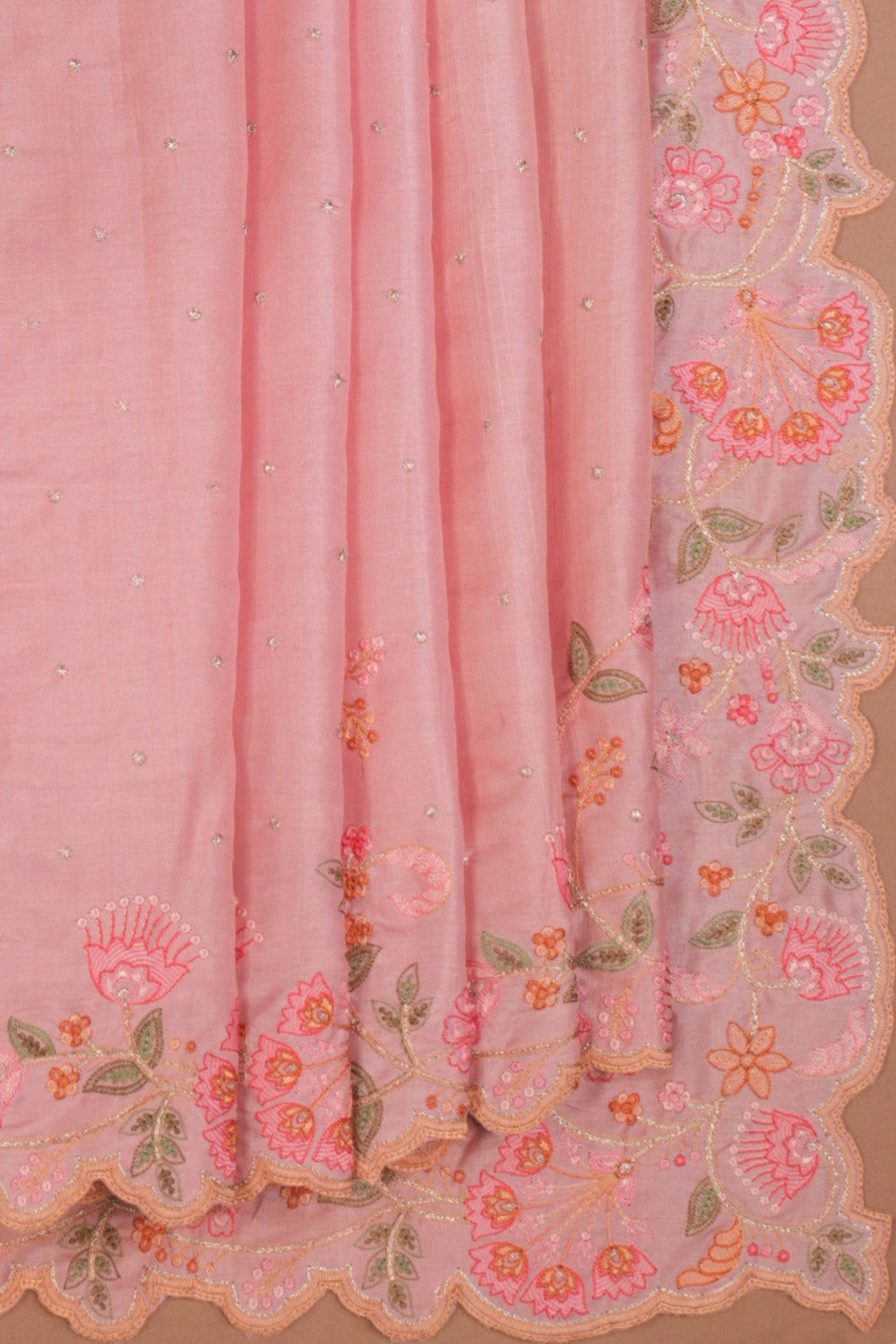 Image of Tussar Silk Embroidery Saree