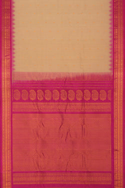 Image of Gadwal Cotton Silk Kattam Off-White Saree