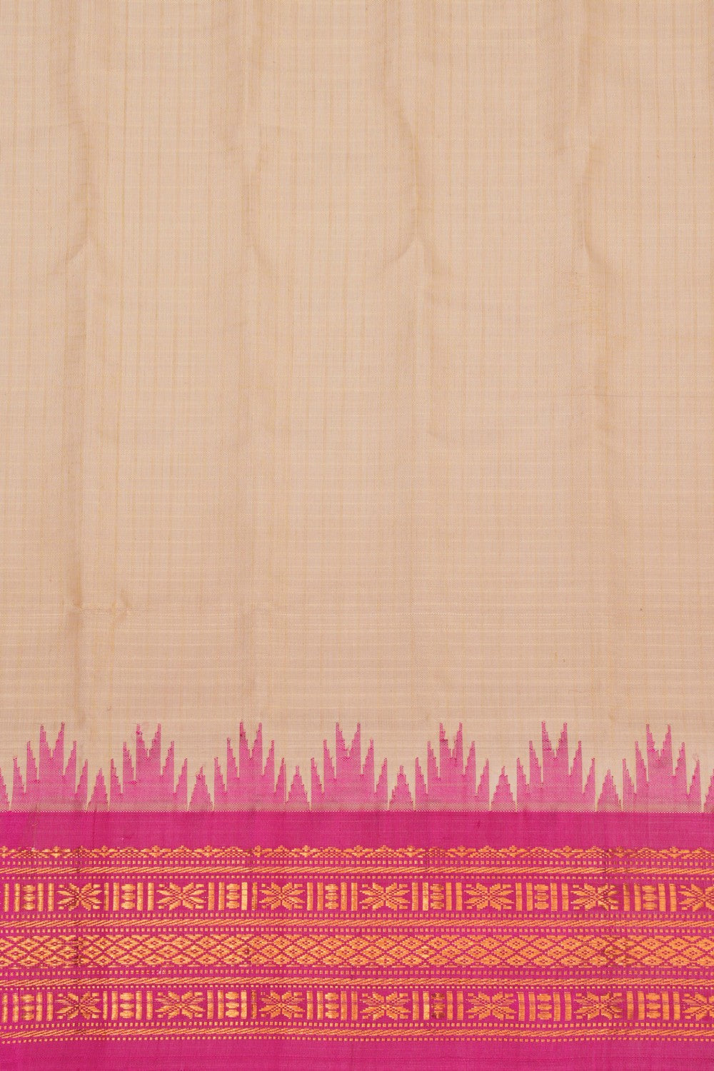 Gadwal Cotton Silk Kattam Off-White Saree