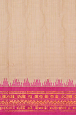 Image of Gadwal Cotton Silk Kattam Off-White Saree