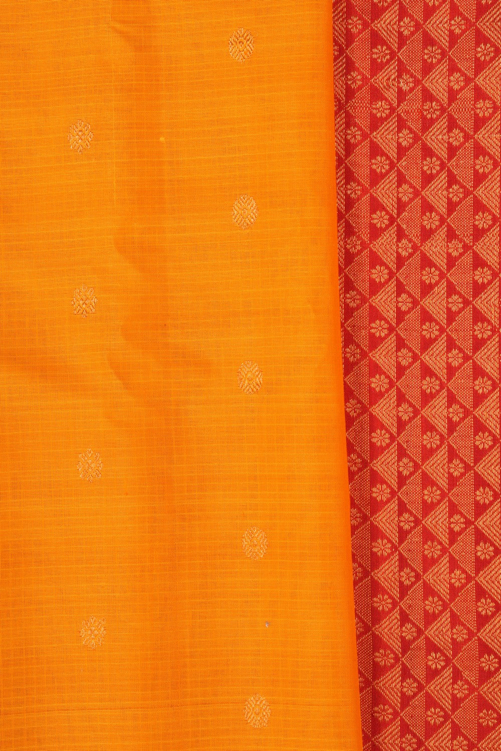 Gadwal Cotton Silk Kattam Yellow Saree