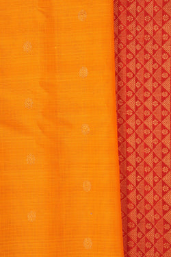 Image of Gadwal Cotton Silk Kattam Yellow Saree