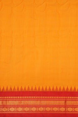 Image of Gadwal Cotton Silk Kattam Yellow Saree