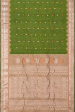 Image of Gadwal Silk Kattam Green Saree