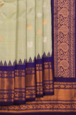 Image of Gadwal Silk Sea Green Saree