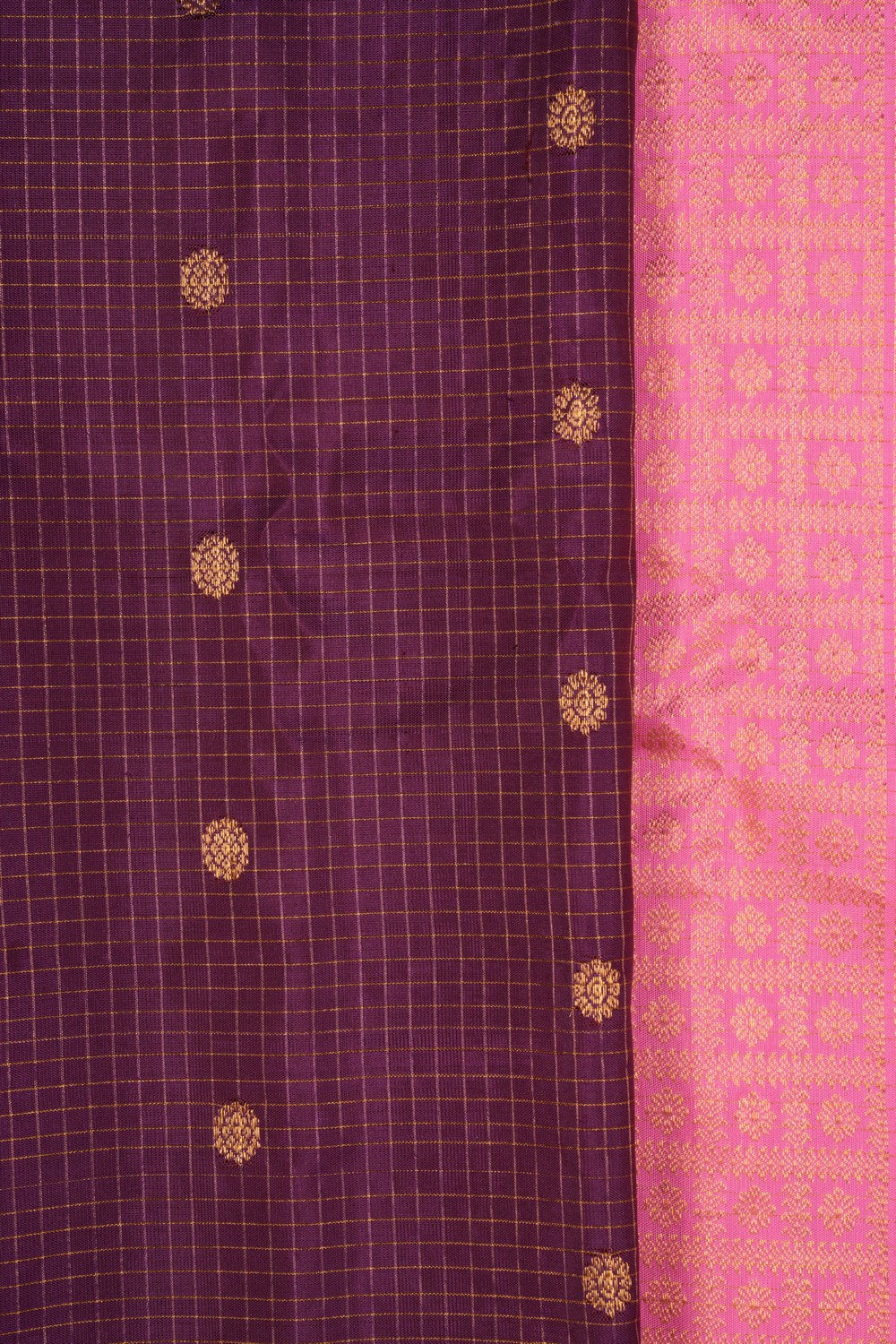 Gadwal Silk Kattam Purple Saree