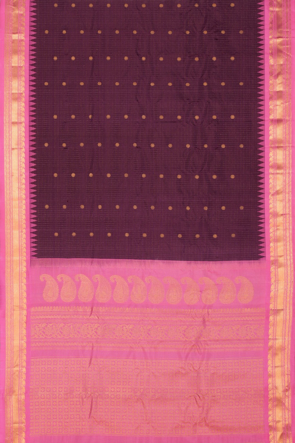 Gadwal Silk Kattam Purple Saree