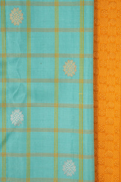 Image of Gadwal Silk Kattam Sea Blue Saree