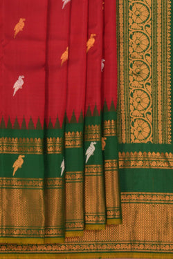 Image of Gadwal Silk Red Saree