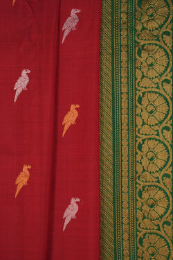 Image of Gadwal Silk Red Saree