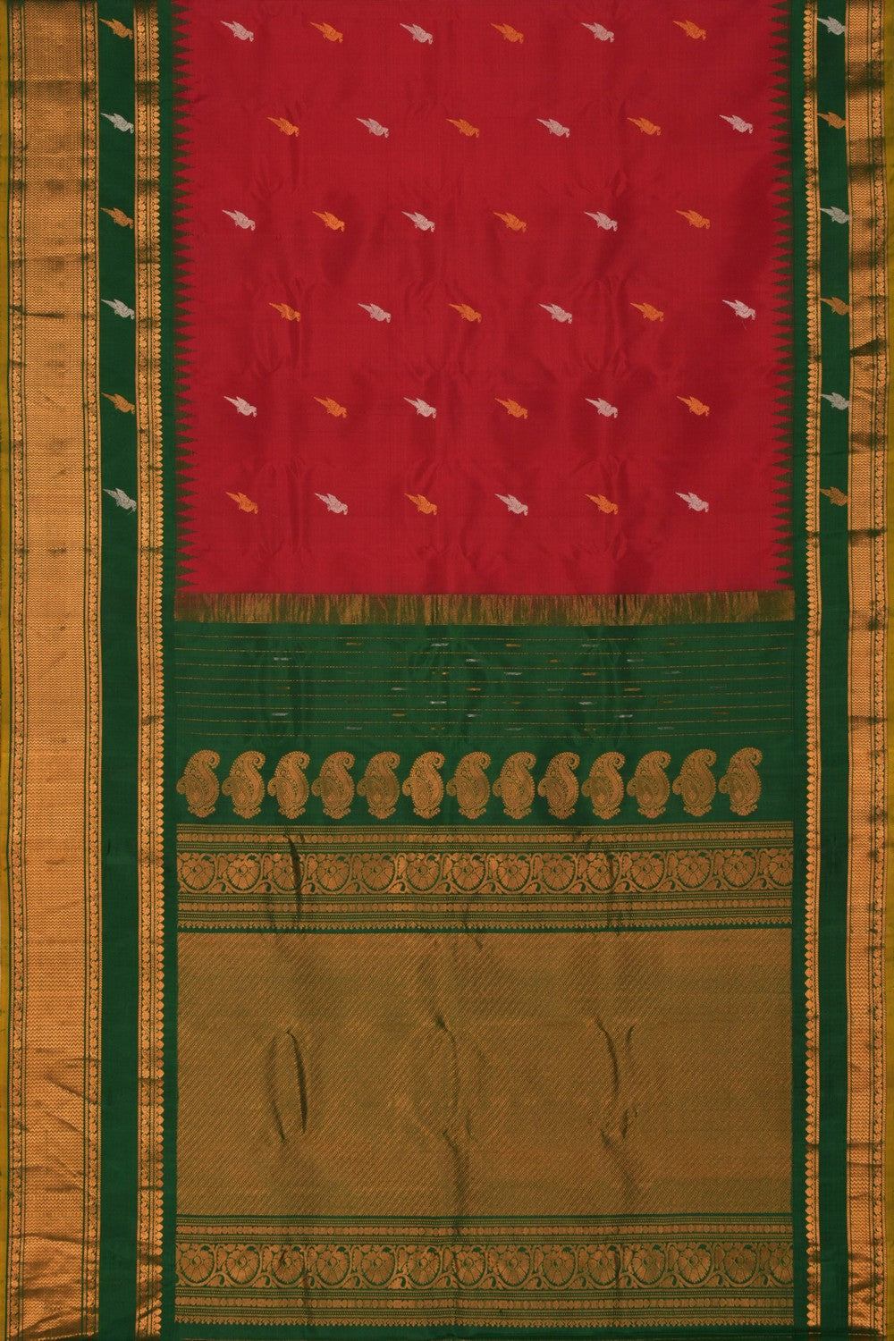 Gadwal Silk Red Saree