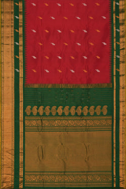 Image of Gadwal Silk Red Saree