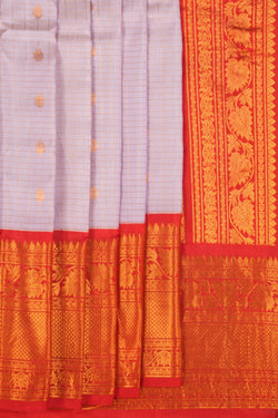 Image of Gadwal Silk Kattam Purple Saree