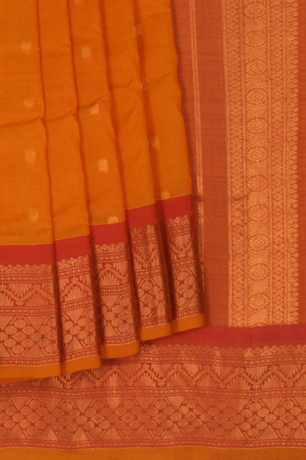 Gadwal Cotton Silk Mustard Saree