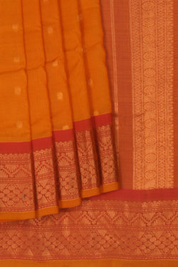 Image of Gadwal Cotton Silk Mustard Saree