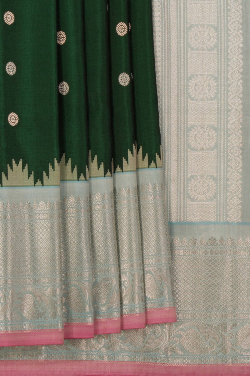 Gadwal Silk Gorgeous Leaf Green Saree