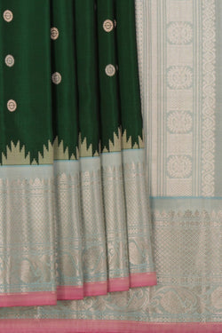 Image of Gadwal Silk Gorgeous Leaf Green Saree