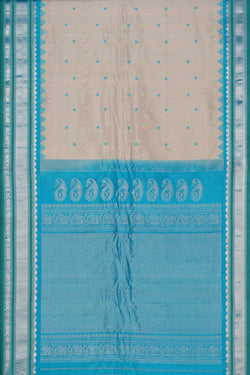 Image of Gadwal Silk Kattam Off-White Saree