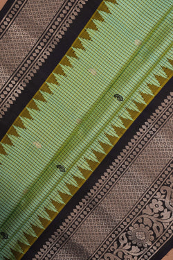 Image of Gadwal Silk Kattam Sea Green Saree