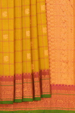 Image of Gadwal Kattam Spring Yellow Saree