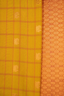 Image of Gadwal Kattam Spring Yellow Saree