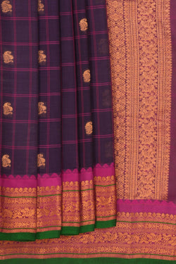 Image of Gadwal Kattam Purple Saree