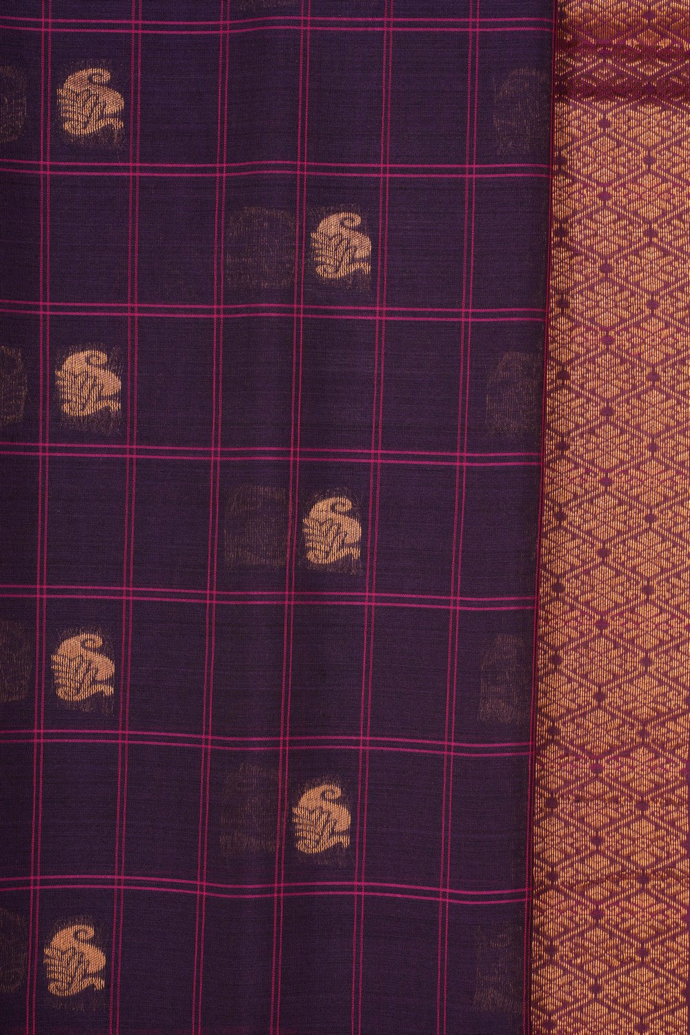 Gadwal Kattam Purple Saree