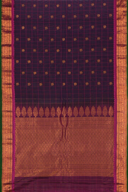 Image of Gadwal Kattam Purple Saree