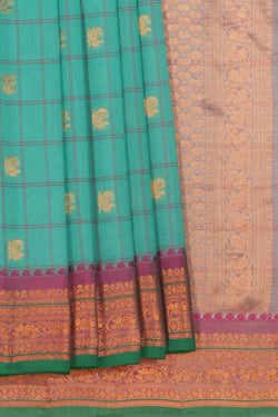 Image of Gadwal Kattam Sea Green Saree